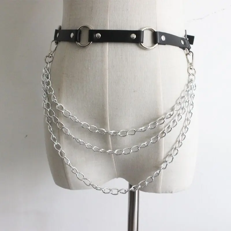 Faux Leather Waist Belt Gothic Link Chains Harness Corset Women Buckle Sculpting Strap 2019 Fashion Wasitband | Аксессуары для