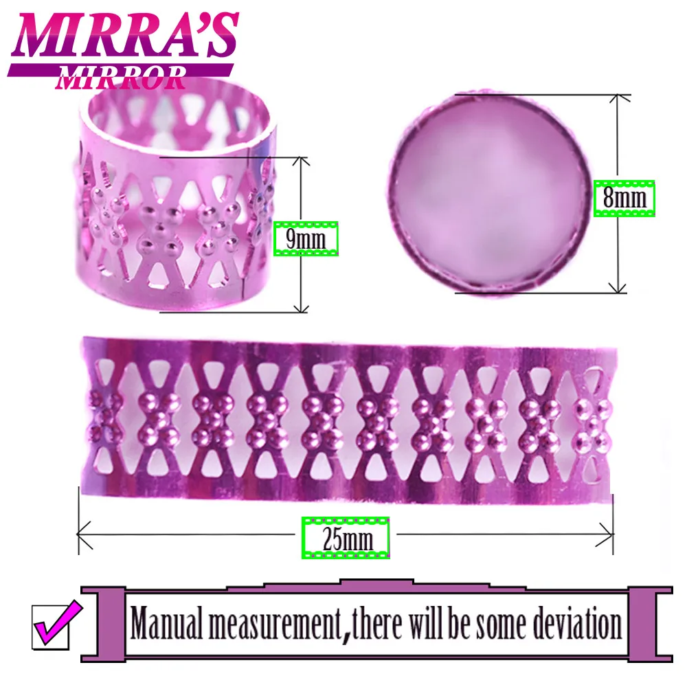 Зеркальные Кольца для волос Mirra 100 шт. смешанные бусины косичек серебряные кольца