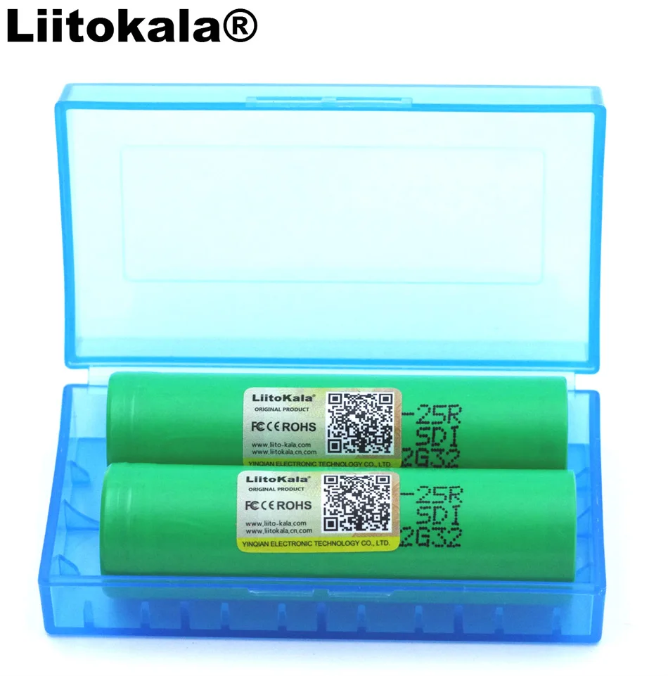 Liitokala 18650 2500 mAh аккумулятор INR1865025R 3,6 V разрядка 20A аккумуляторные батареи+ коробка для хранения