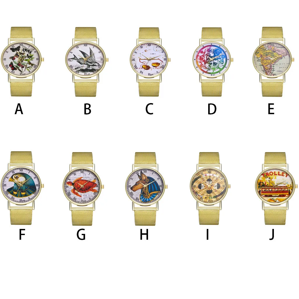 Horloges часы с браслетом винтажные женские круглым сетчатым ремешком кварцевые