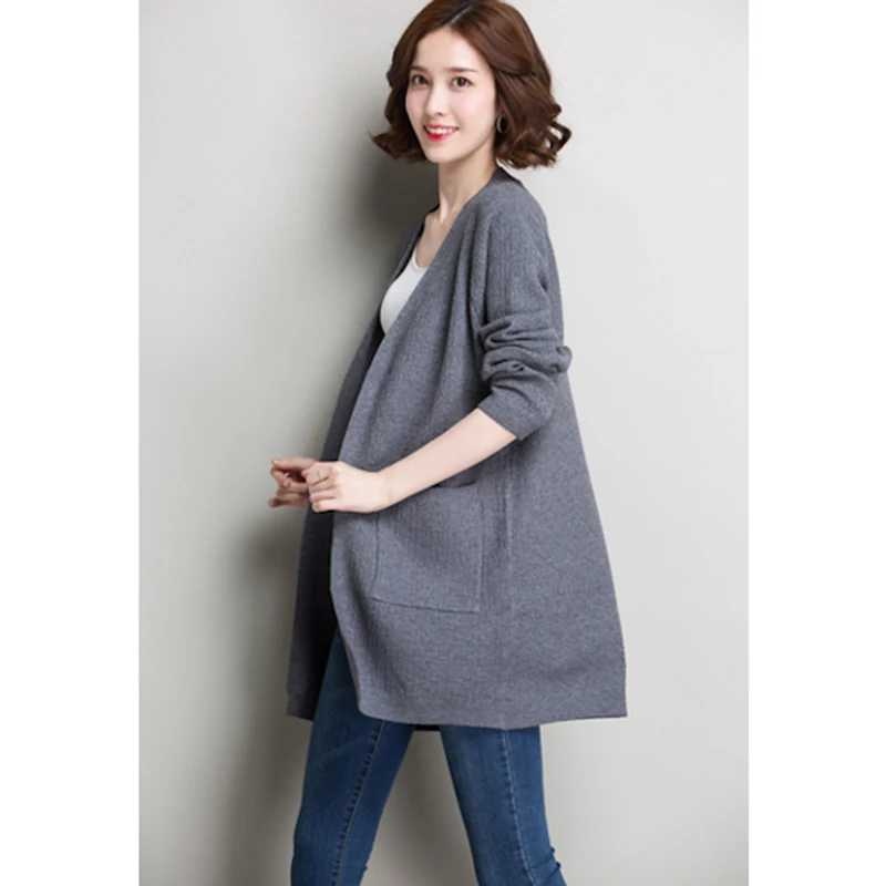 Plus Size Women New Spring Autumn Knitted Cardigan Outwear Female Long Korean Loose Cashmere Sweater Fashion Wild Coat YL287 |