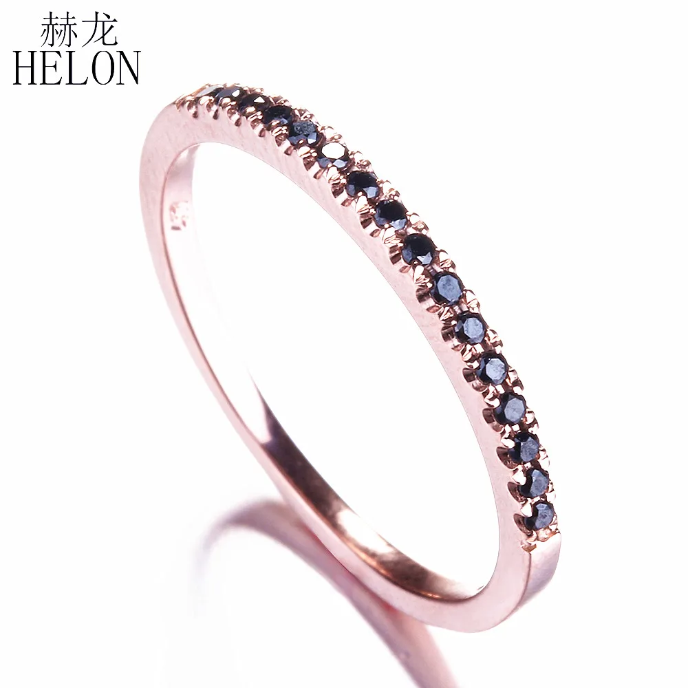 HELON женские черные бриллианты Изящные одноцветные слипоны; 14 K, покрыто розовым золотом проложить черных бриллиантов для помолвки, свадьбы, годовщины, ювелирные изделия из драгоценных металлов, украшения для ремешка