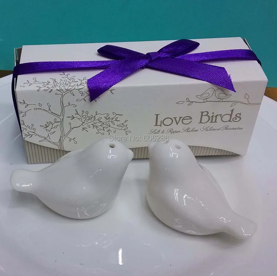100sets/lot wedding souvenirs ceramic spice jar love birds salt and pepper shaker party return gifts | Дом и сад