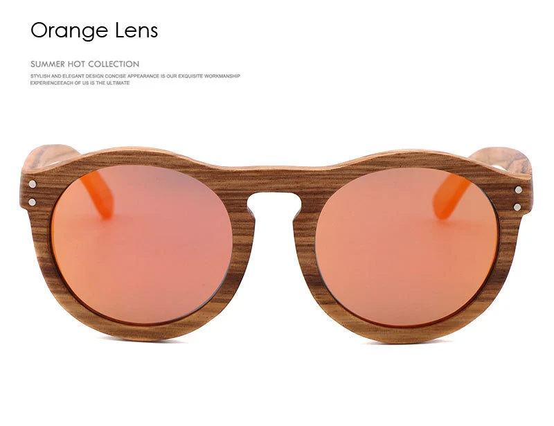 Vintage Women Round Wooden Sunglasses Polarized Mens Sun Glasses Brand Designer Zebra Wood