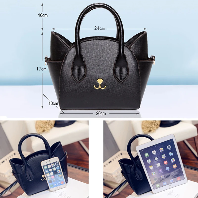 Модные милые женские сумки через плечо из искусственной кожи с верхней ручкой, женские сумки через плечо с милым котом, женские маленькие сумки, прекрасный подарок