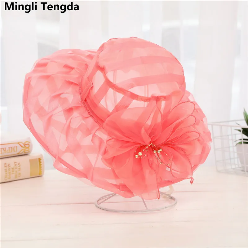 Элегантные Свадебные шляпы mingli Tengda из органзы, свадебные шляпки с цветами, свадебные шляпки и вуалетки, свадебные аксессуары