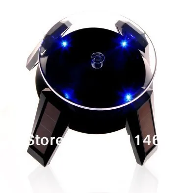 2PCS/pack Solar Powered Turn Table / Rotary Display with LED Light/watch cell phone dislay stand Free Shipping |