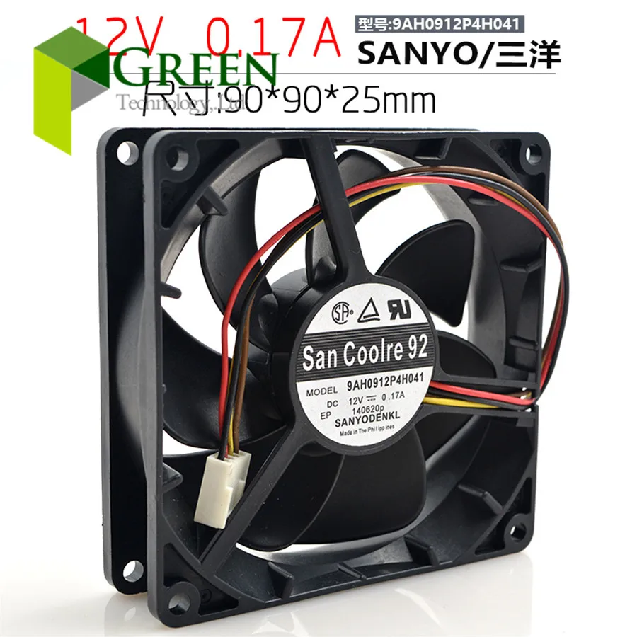 Оригинальный вентилятор Sanyo 9AH0912P4H041 9025 9 см 90 мм 12 В 0.17A ультра тихий двойной