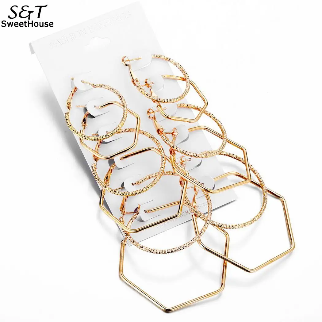 Сплав подчеркнутая геометричность большие модные серьги-кольца повседневные