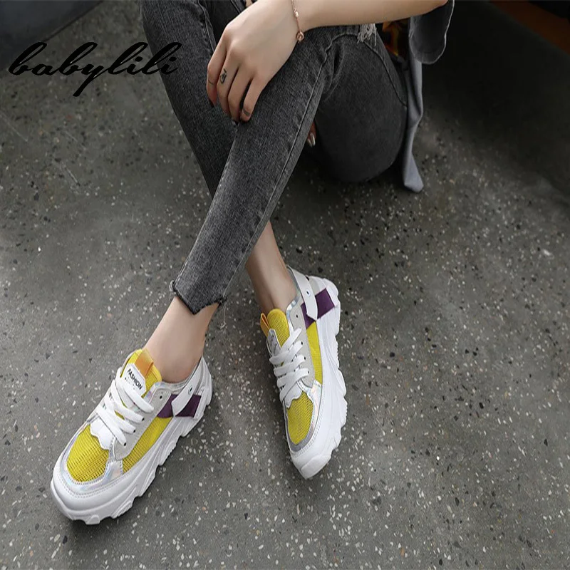 Женские кроссовки на толстой подошве повседневные дышащие вулканизированной