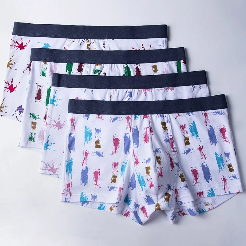 Мужское нижнее белье мужские трусы боксеры в китайском стиле с чернилами 4 шт./лот