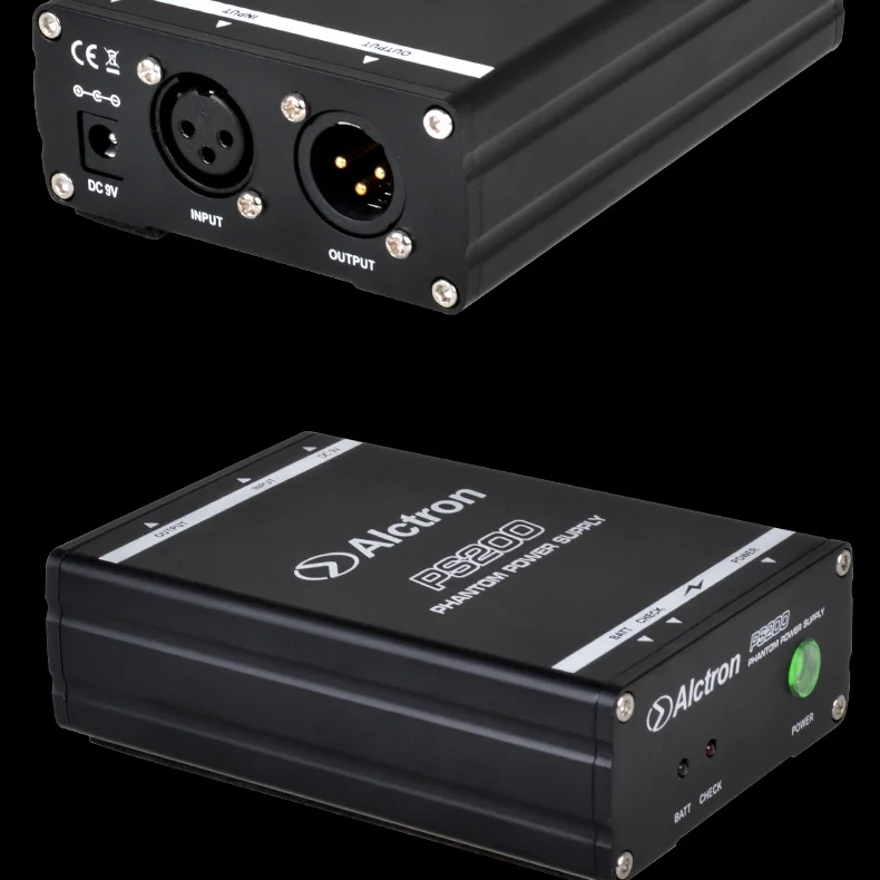 Alctron PS200 48V phantom power для конденсаторного микрофона, как от 9V батареи, так и от 9V адаптера