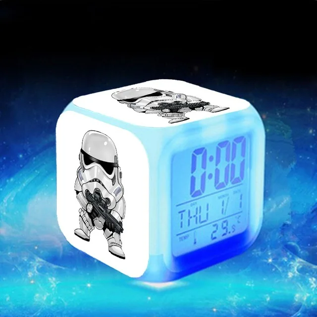 Серебристый Звездные Войны Пробуждение reloj despertador reveil enfant BB-8 Будильник цифровой светодиодный Klok Relogio De Mesa Wake Up часы - Цвет: Серебристый