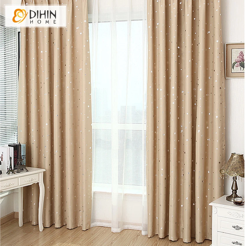Светонепроницаемые шторы DIHIN HOME 1 панель со звездами для спальни гостиной