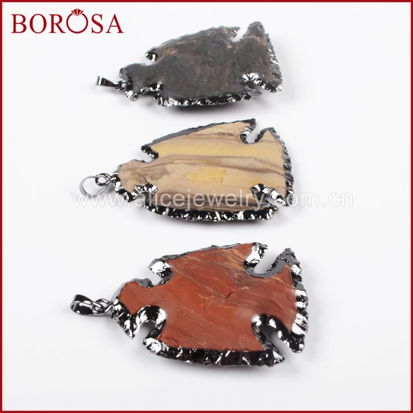 Ожерелье с кулоном BOROSA из грубого натурального камня черного цвета 5 шт. B0788 |