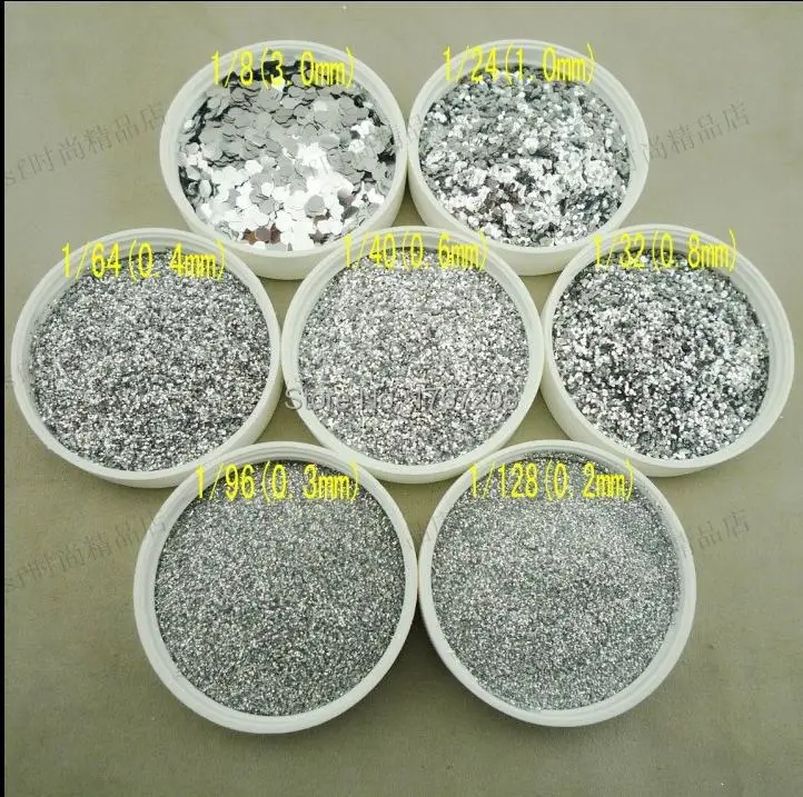 50 г металлический серебристый блестящий порошок пудра с пайетками для макияжа