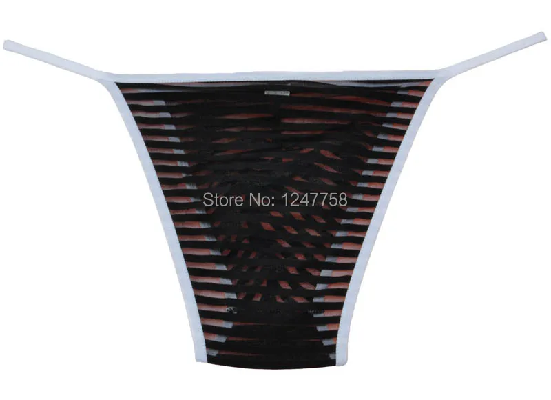 Новые мужские сетчатые трусики в полоску пряжа бикини нижнее белье открытая