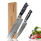 Набор кухонных ножей SUNNECKO 2 шт., универсальный резец из дамасской стали, японское лезвие из стали VG10, Ручка G10, нож шеф-повара
