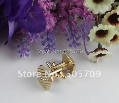 

Бесплатная доставка 2 комплекта rhinestone Repp Квадратные золотые запонки #22253