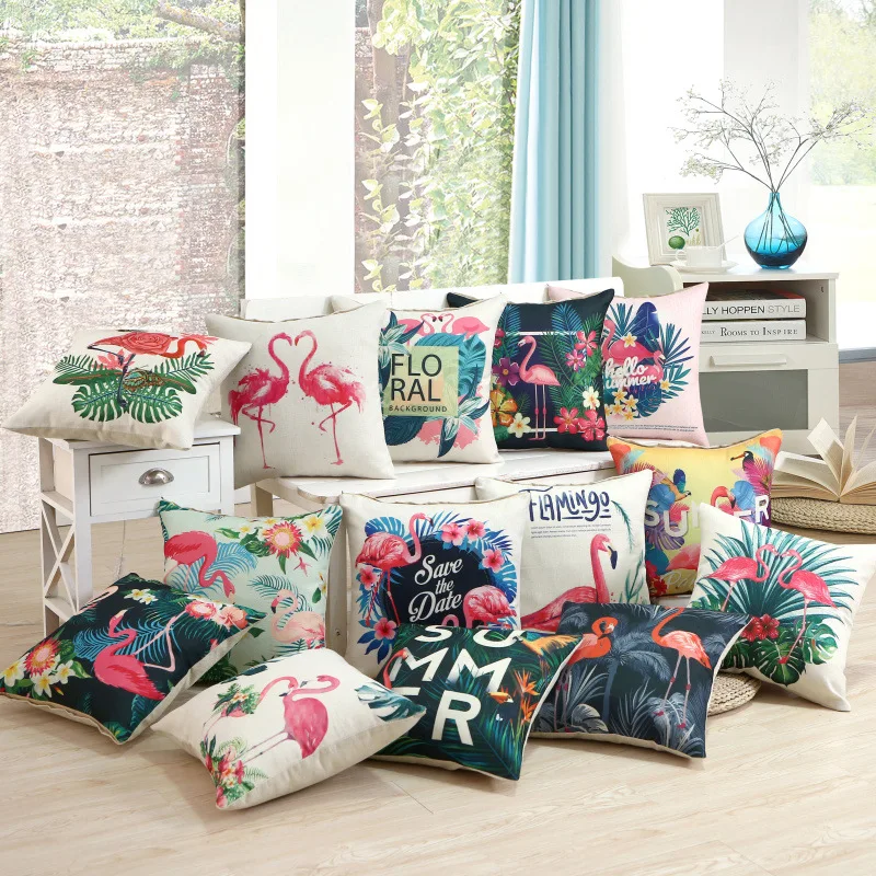 

Home Decoration Pillow Cover Customized Sofa Cushion Cover Flamingo Pattern Design Cushion sleeve 45cm*45cm