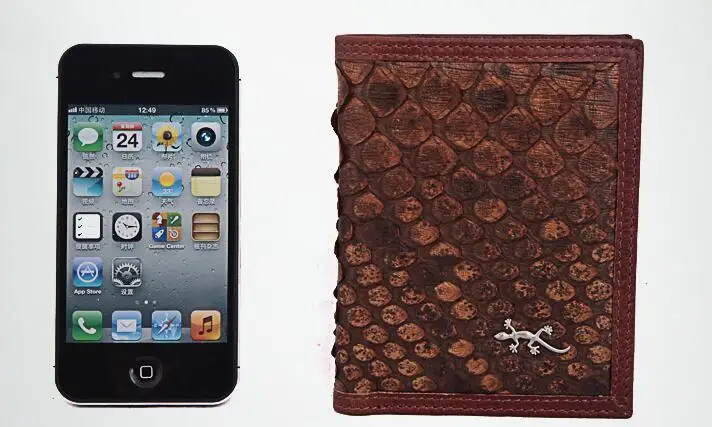 Двухскладные Кошельки и кошелек из 100% натуральной кожи питона для мужчин/женщин +