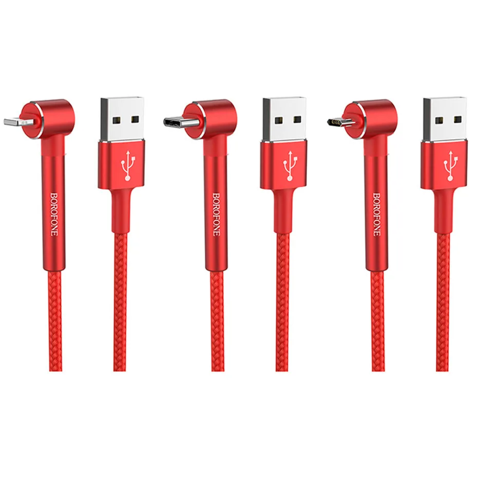 Красный Borofone BU6 плетеный кабель для быстрой зарядки 1,2 м с кабелем usb type-C Micro USB IOS зарядный кабель для iPhone 6 7 8 X XS - Цвет: Красный