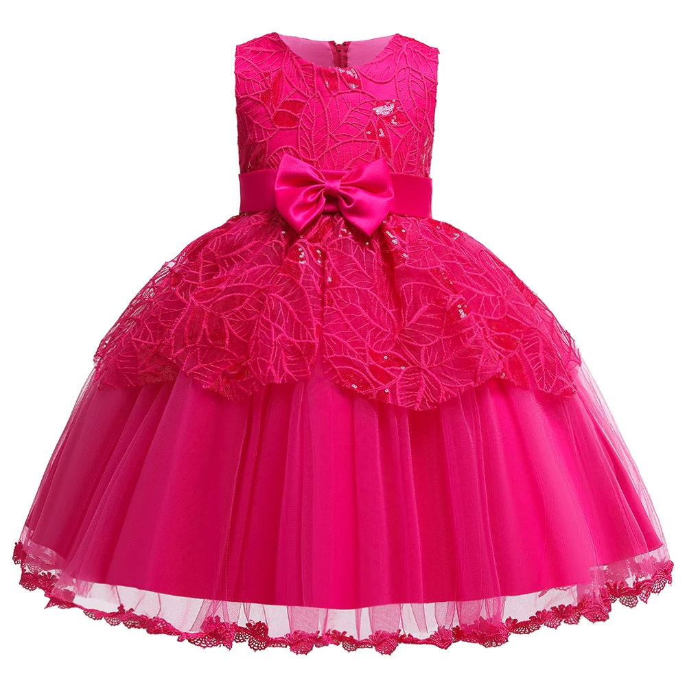 rose red It's Yiya/Платья с цветочным узором для девочек 5 цветов, длинное платье для девочек без рукавов с круглым вырезом, пышные платья Vestidos De Noches Para Ninas 855 - Цвет: rose red