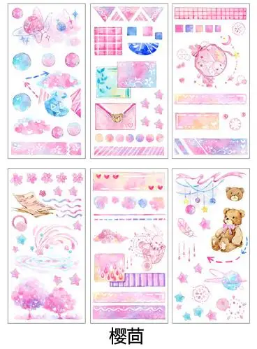 Sticker 6 Sheets/Set Unicorn Sticker Stationery Kawaii Sticker Flakes Novelty Cartoon Custom Stickers Diary Decoration Cute Stickers - Цвет: Sticker