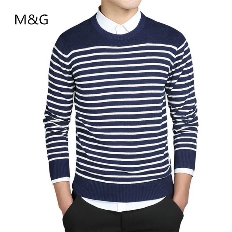 

Мужской джемпер, мужской свитер с длинным рукавом, мужской свитер, полосатый стиль, пурпурный вязаный базовый простой Повседневный свитер