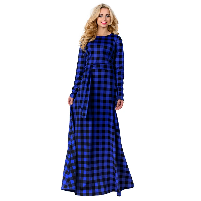 Женское длинное платье в клетку с принтом размеры до 6XL|vestidos f|vestidos fashionvestidos plus |