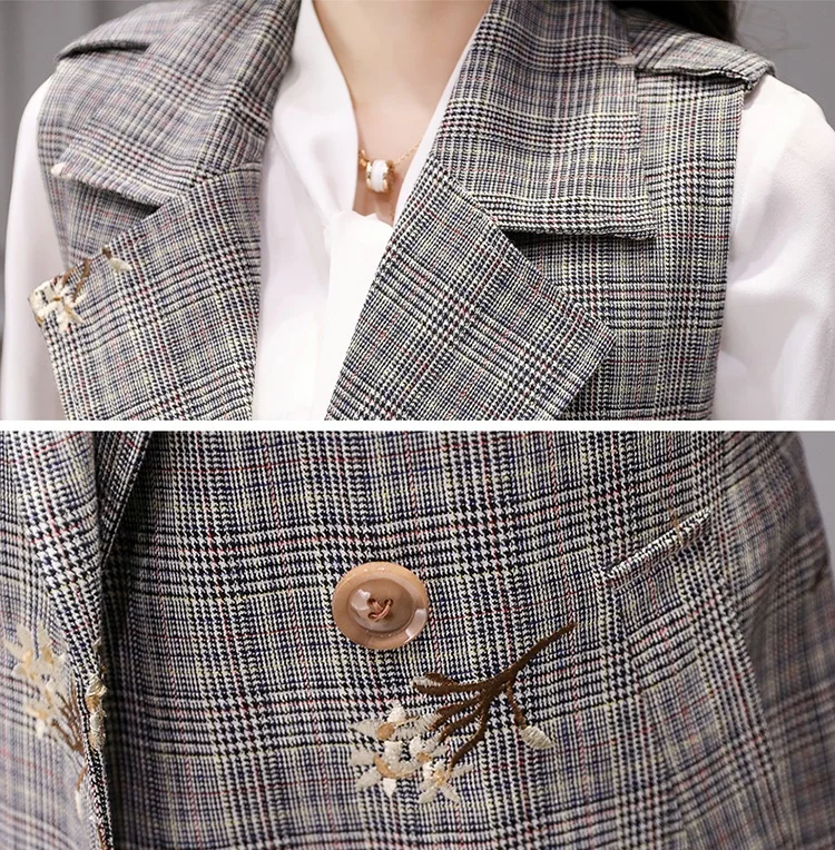 

Spring and autumn women's embroidery vest ladies vest office lady long section vest clothing sleeveless vest coat casual jacket