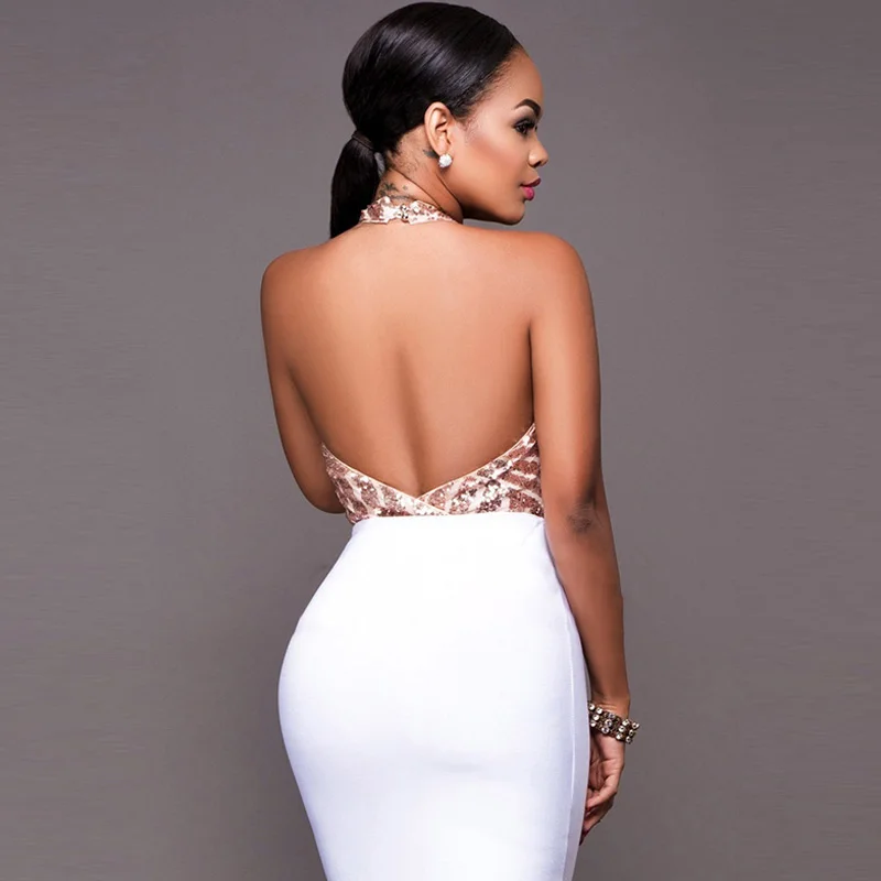 Одна деталь глубокий v образным вырезом блесток боди Для женщин Лоскутная