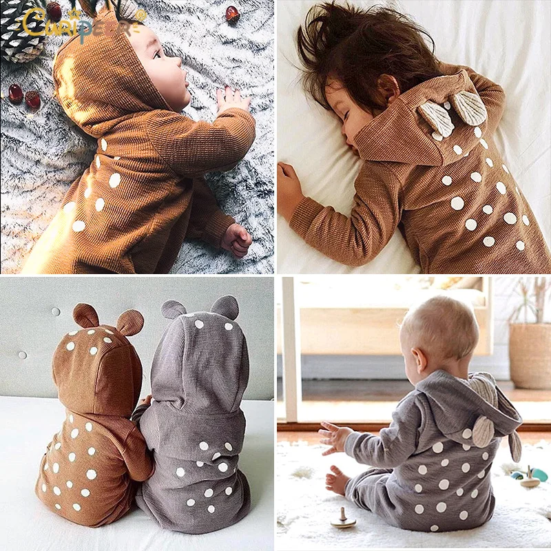 Весна-Осень 2019 детские комбинезоны с милым рисунком Детские джемперы для