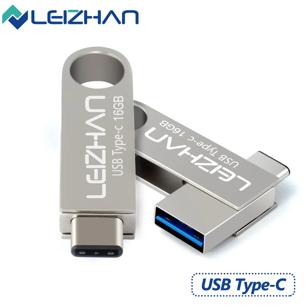 LEIZHAN Флешка USB C 32 Гб металлический OTG флеш накопитель type карта памяти 64 3 0 U диск