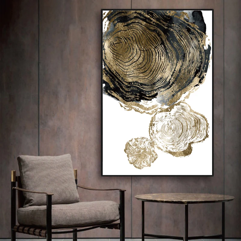 Современные Абстрактные цветные плавные золотые картины на холсте