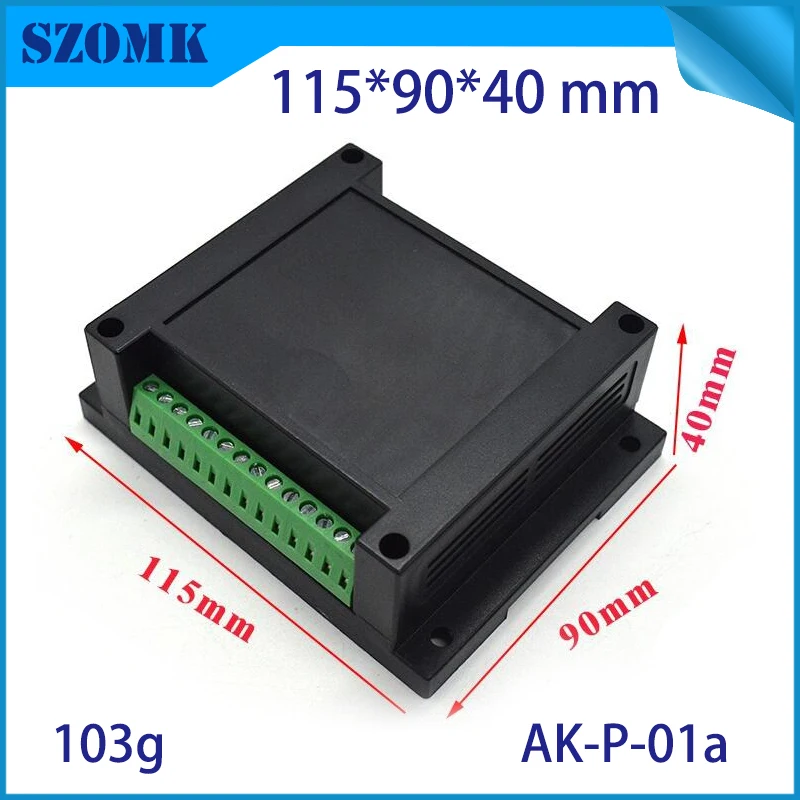 4 шт./лот din rail project box корпус в черном цвете шкафа для diy дизайна 115x90x40 мм с разъемами