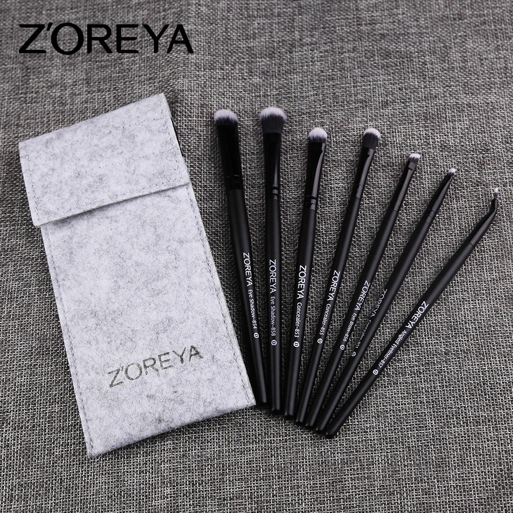 Брендовые кисти для макияжа глаз ZOREYA 7 шт. с сумкой подводка тени век кисть