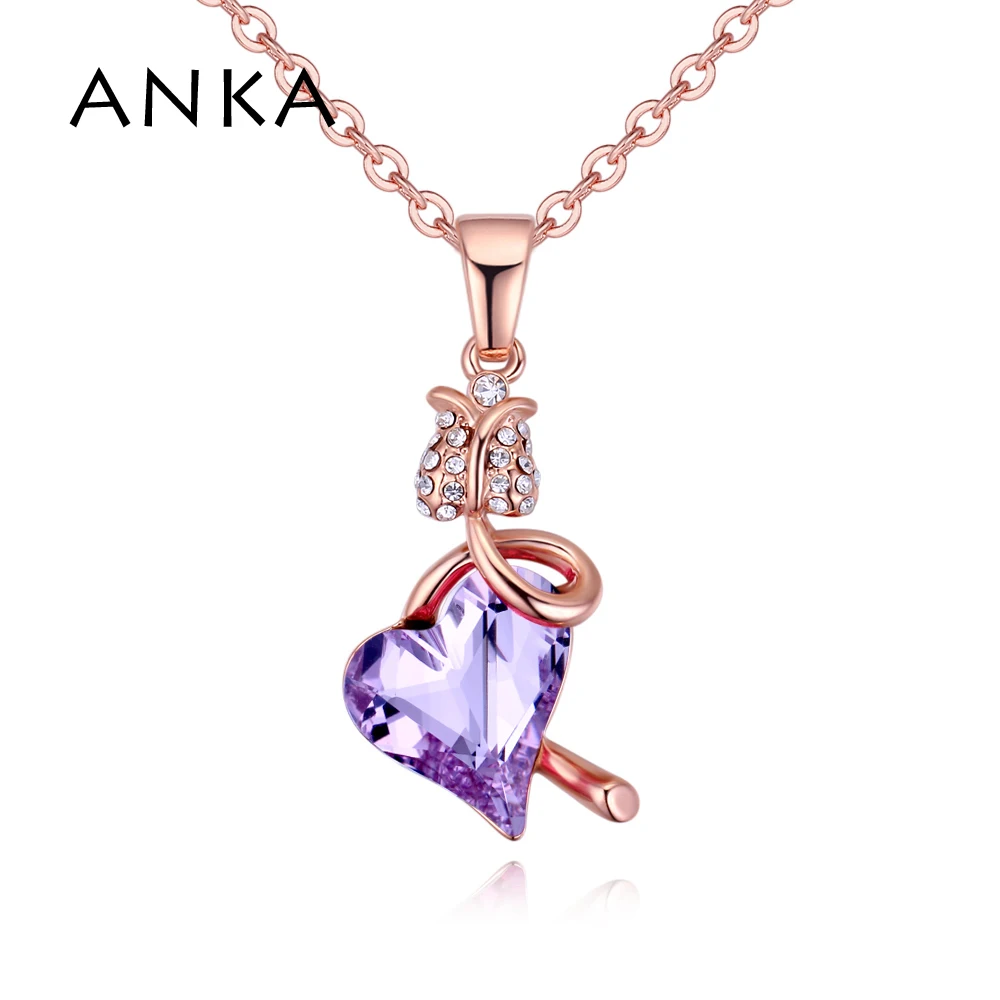 

ANKA austrian heart crystal pendant necklace flower with heart style for women gift wedding Crystals from Austria #132147