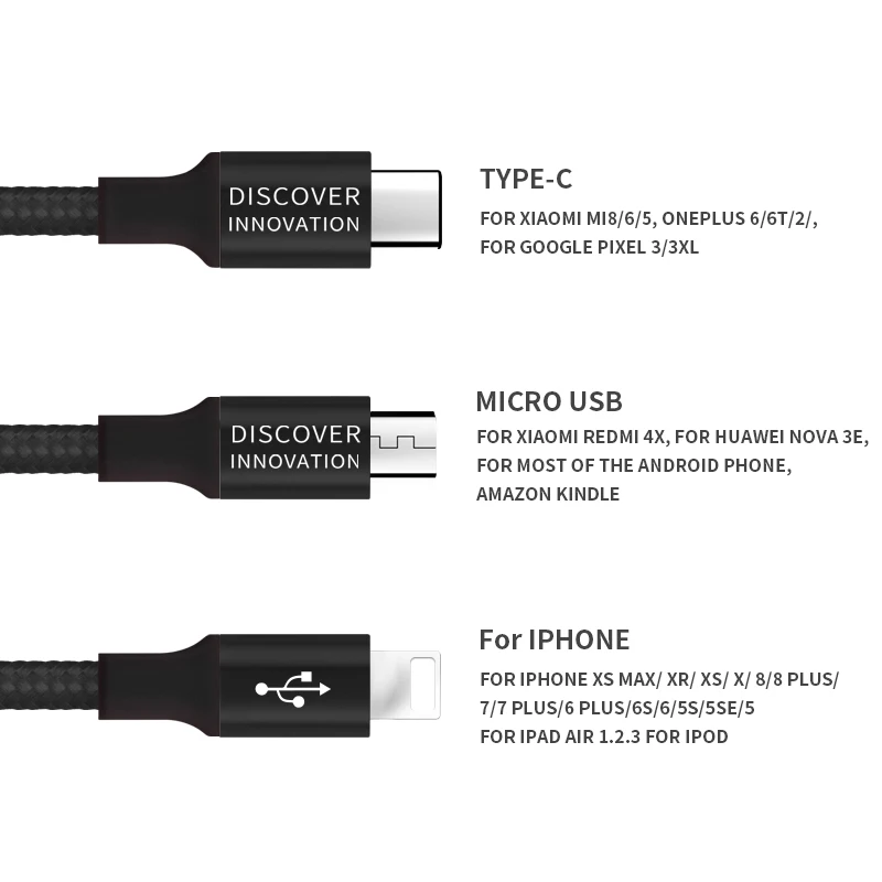 Кабель Nillkin usb 3 в 1 Micro + Type C для iPhone Xiaomi 9 Redmi note 7 Pro Huawei P30 Mate 20 зарядки Samsung|Кабели