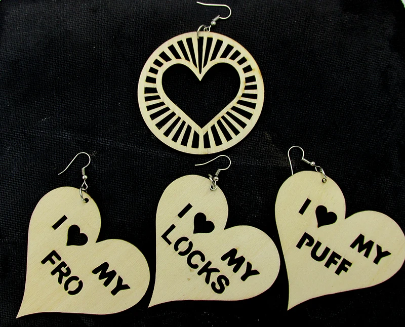 Серьги из афро дерева I love my 2019|afro wooden earrings|wooden earringswooden afro earrings |