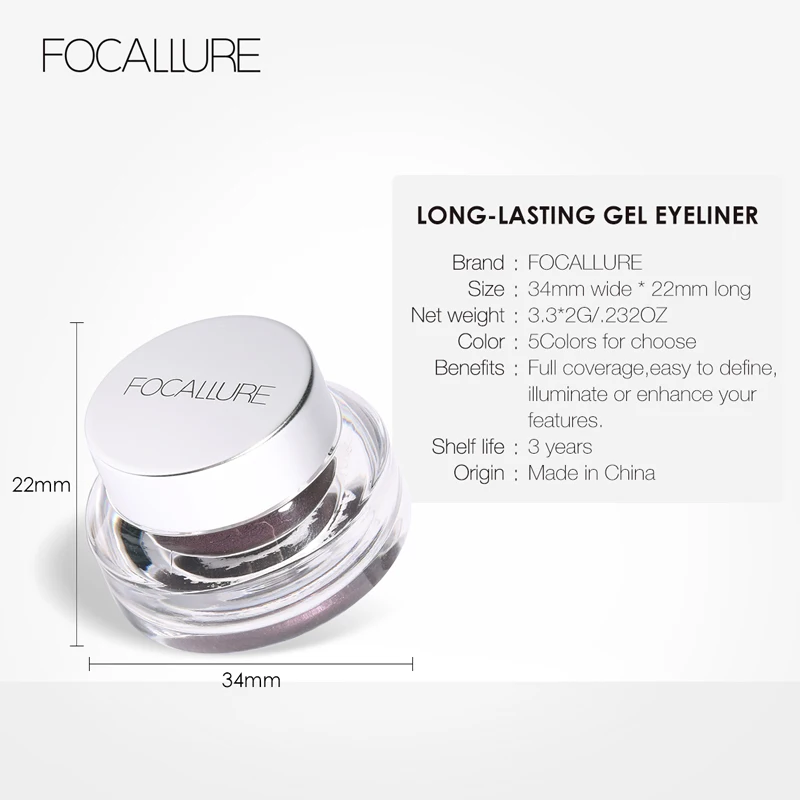FOCALLURE, Профессиональная подводка для глаз, гелевая, стойкая, водостойкая, для глаз, крем, косметика, быстро сохнет, подводка для глаз