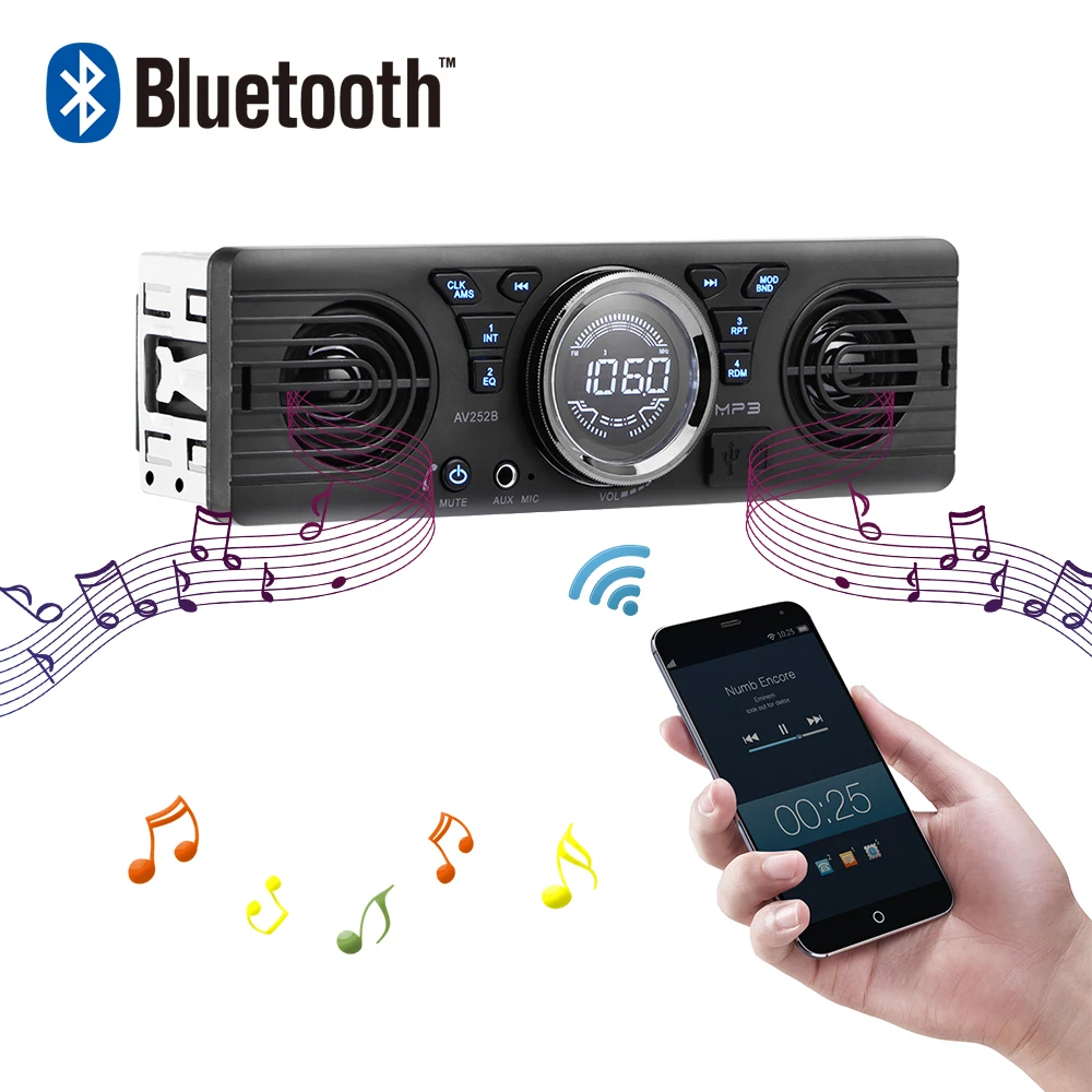 Onever 1 Din Bluetooth автомобильный Радио плеер стерео аудио MP3 Hands free FM модулятор