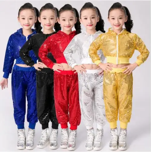 Детская семейная одежда новый стиль блестки хип хоп джаз детские танцевальные