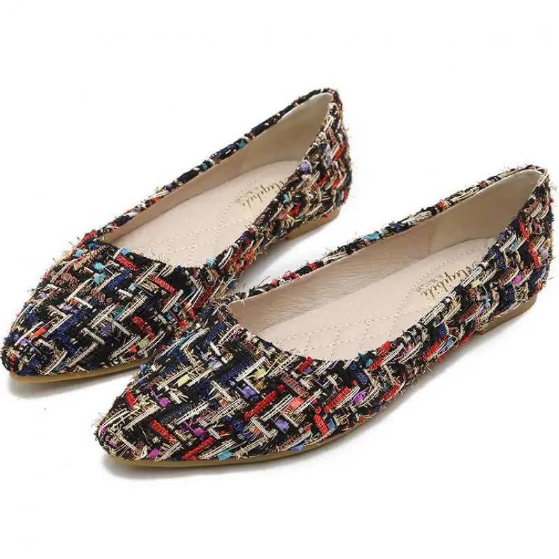 

Women Flat Shoes Slip-on Cotton Flat Loafers Comfort Driving Flats Fashion Breathable Ladies Lazy Boat Shoes Plus Big Size 43