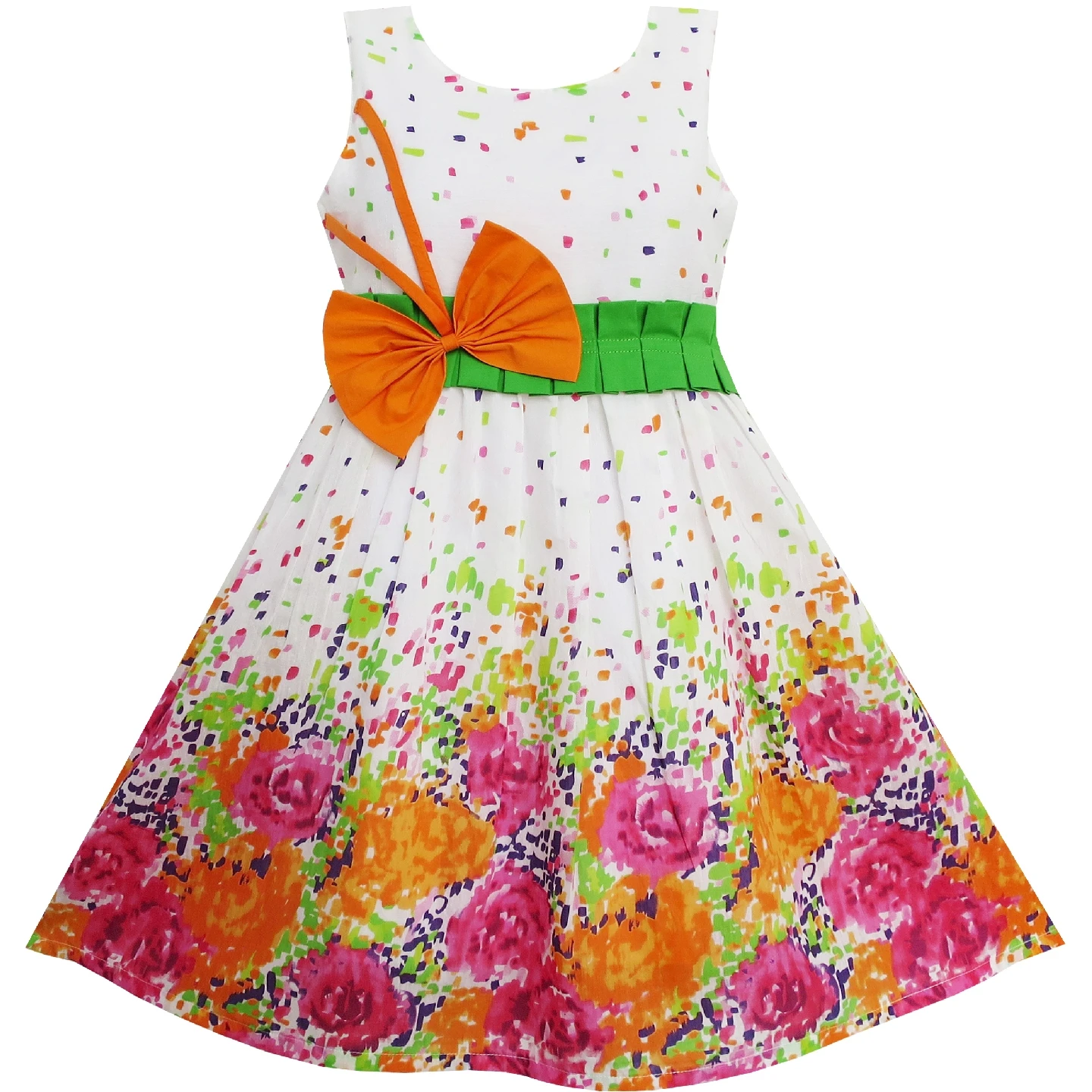 Sunny Fashion платья для девочек платье Пурпурный Пейсли Цветок Двойной