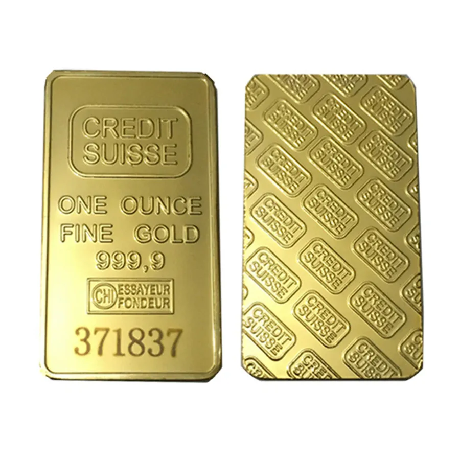 1oz 24ct позолоченный кредитный SUISSE слоистый слиток бар копия монеты+ Швейцарский поддельный золотой бар