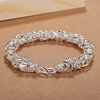 pure silver 925 bracelets for men dragon chain bracelet bangles wristband pulseira homme wedding party male jewelry bijoux