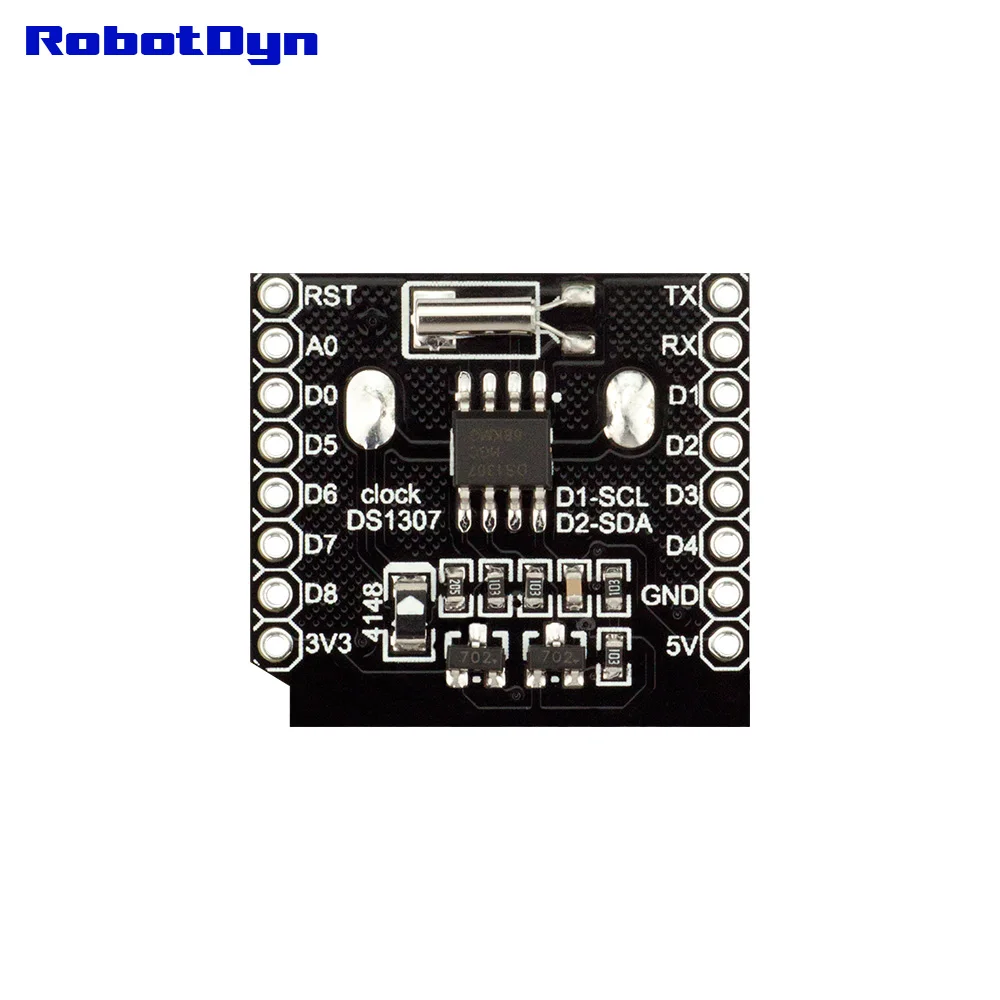 RTC DS1307 (часы в режиме реального времени) + батарейный щит для Wi Fi D1 mini с набором - Фото №1