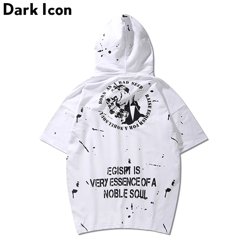 Темный ЛОГОТИП фольги краски брызги Мужская футболка с капюшоном Лето короткий