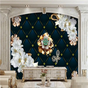 Пользовательские фотообои настенные росписи, наклейки beibehang, Роскошные 3D стерео ювелирные изделия, цветы, мягкая сумка